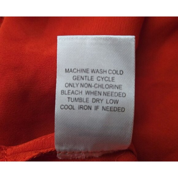 2/$35 Daniel Rainn Orange Floral Sleeveless Lined Blouse Pleated Neckline Small - Picture 9 of 9